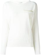 Agnona Cashmere Chest Pocket Pullover, Women's, Size: Small, White, Cashmere
