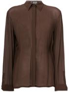 Versace Vintage Concealed Fastening Sheer Shirt - Brown