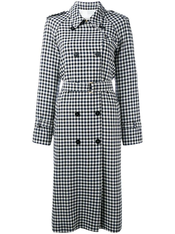 Sonia Rykiel Check Print Coat, Women's, Size: 42, White, Wool