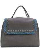 Orciani Ethnic Velvet Detail Tote - Grey