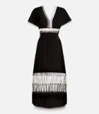 Christopher Kane Loop Trim V-neck Midi Dress, Women's, Size: 42, Black, Acetate/viscose