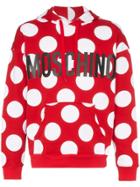 Moschino Polka Dot Print Cotton Hooded Jumper - Red