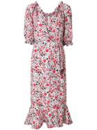 Saloni Floral Print Wrap Style Dress - White