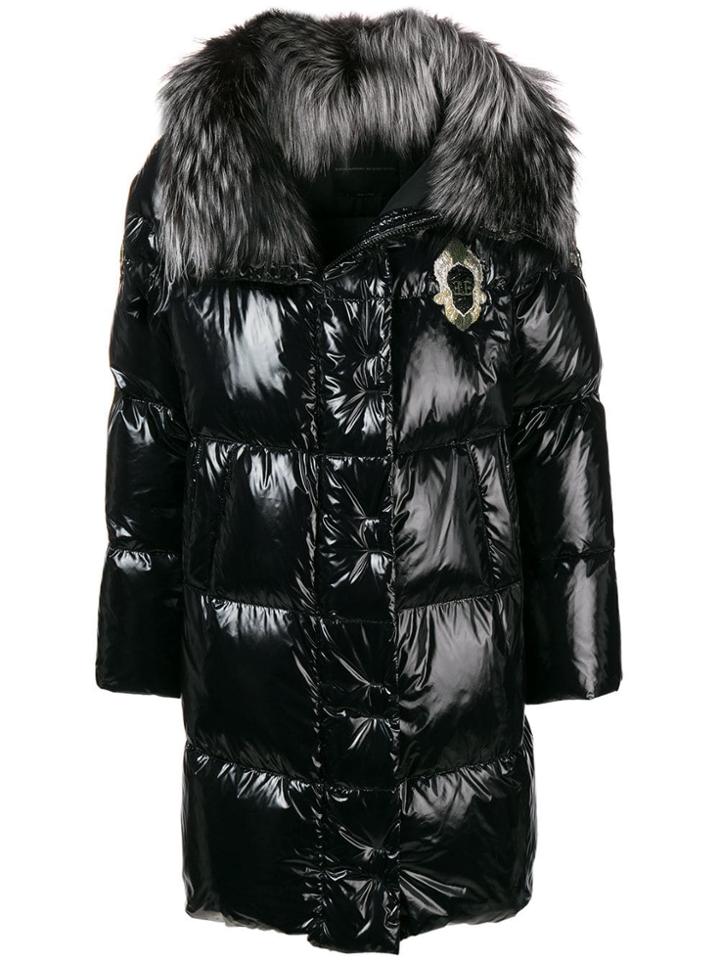 Ermanno Scervino Embroidered Puffer Coat - Black