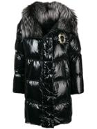 Ermanno Scervino Embroidered Puffer Coat - Black