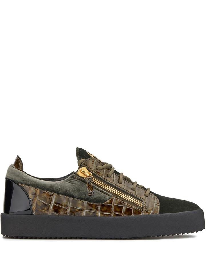 Giuseppe Zanotti Croc Effect Sneakers - Green