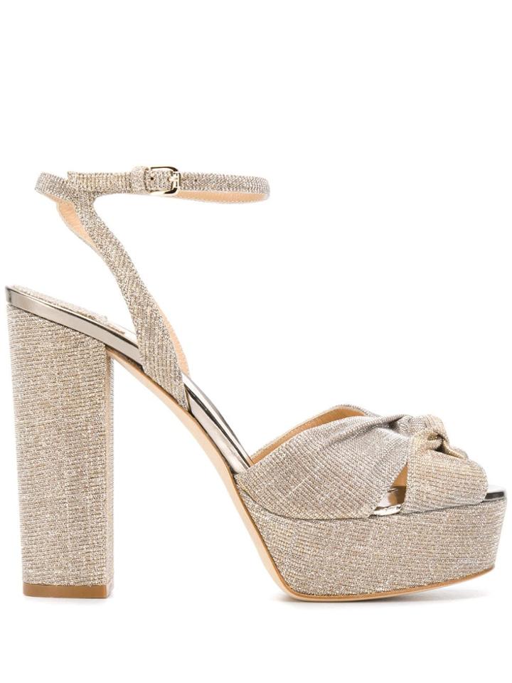 The Seller Crossover Platform Heeled Sandals - Gold