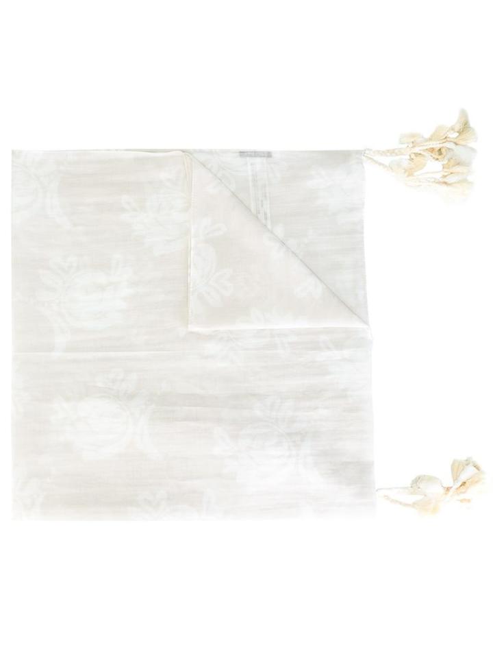 Twin-set Tassel Detail Scarf, Women's, Nude/neutrals, Cotton/silk