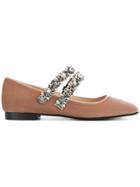 No21 Embellished Strap Ballerina Shoes - Pink & Purple
