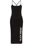 Off-white Sleeveless Bodycon Midi Dress - Black