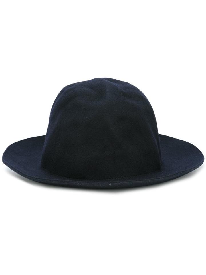 Comme Des Garçons Shirt Wide Brim Bowler Hat, Men's, Size: Medium, Blue, Wool