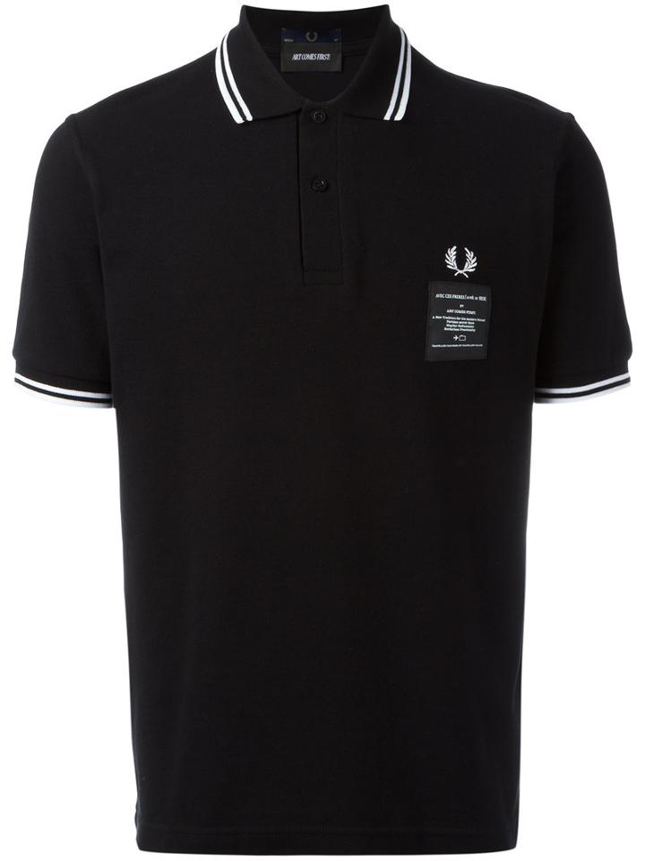 Fred Perry X Art Comes First Printed Twin Polo Shirt, Men's, Size: 40, Black, Cotton
