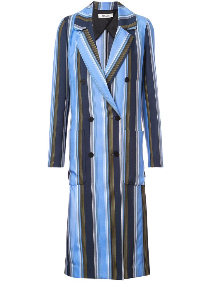 Dvf Diane Von Furstenberg Double-breasted Long Jacket - Blue