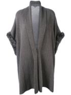 N.peal Ribbed Trim Cardi-coat, Women's, Size: Small, Brown, Rabbit Fur/cashmere