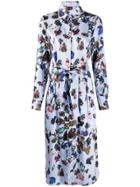 Victoria Victoria Beckham Crystal Print Shirt Dress - Blue