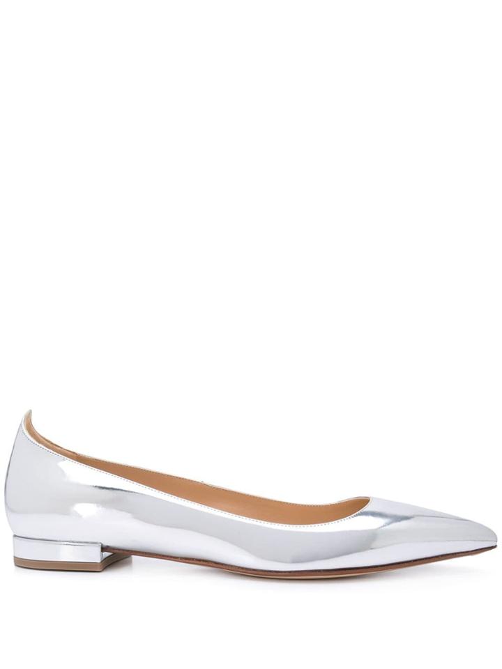 Francesco Russo Pointed Ballerina Flats - Silver