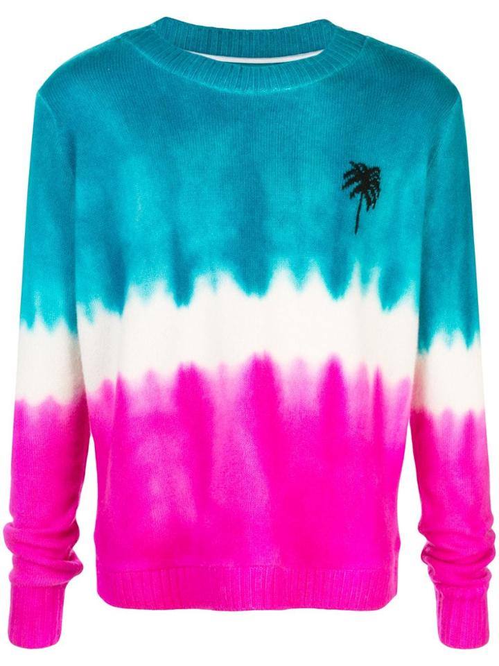 The Elder Statesman Tie-dye Palm Tree Cashmere Jumper - Blue