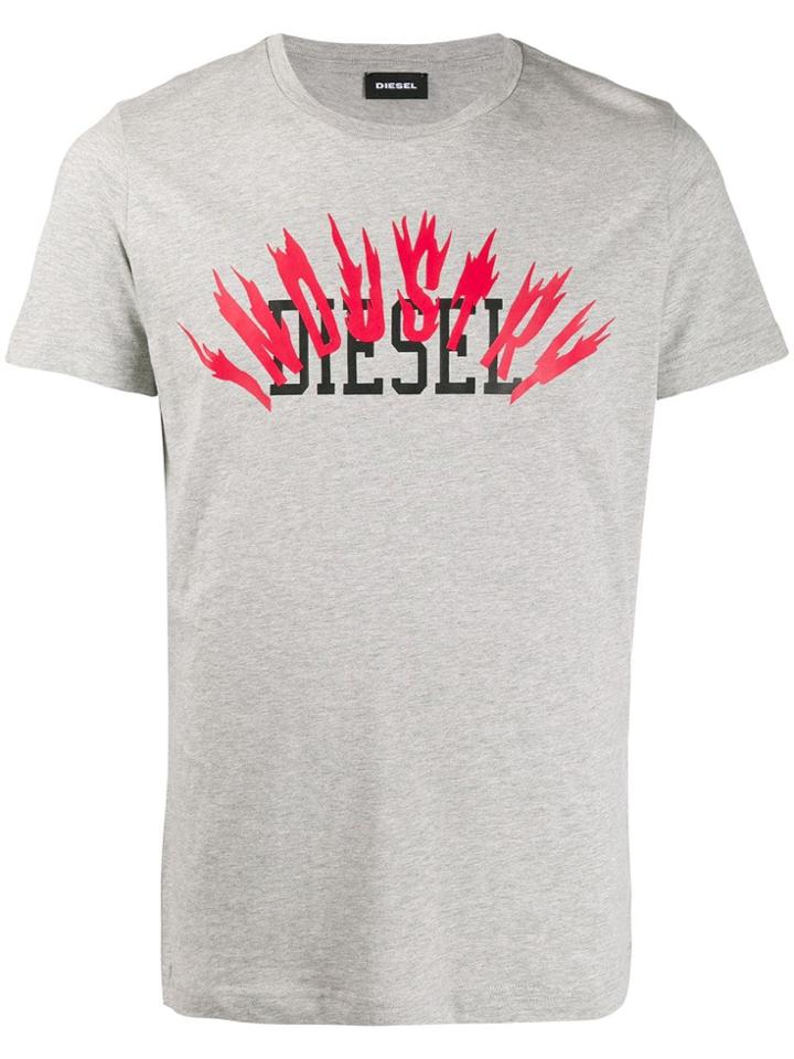 Diesel Contrast Print T-shirt - Grey