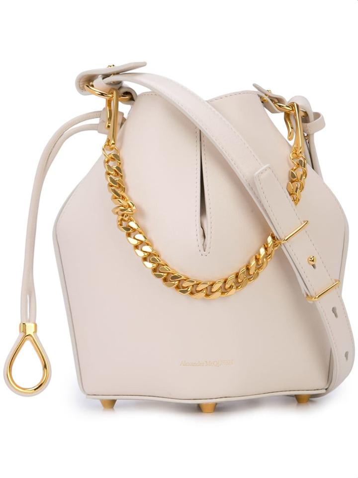 Alexander Mcqueen Bucket Chain Shoulder Bag - White