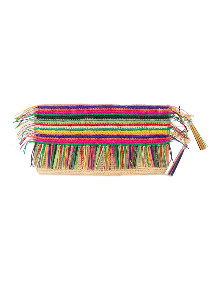 Sensi Studio Rainbow Tassel Clutch Bag - Multicolour