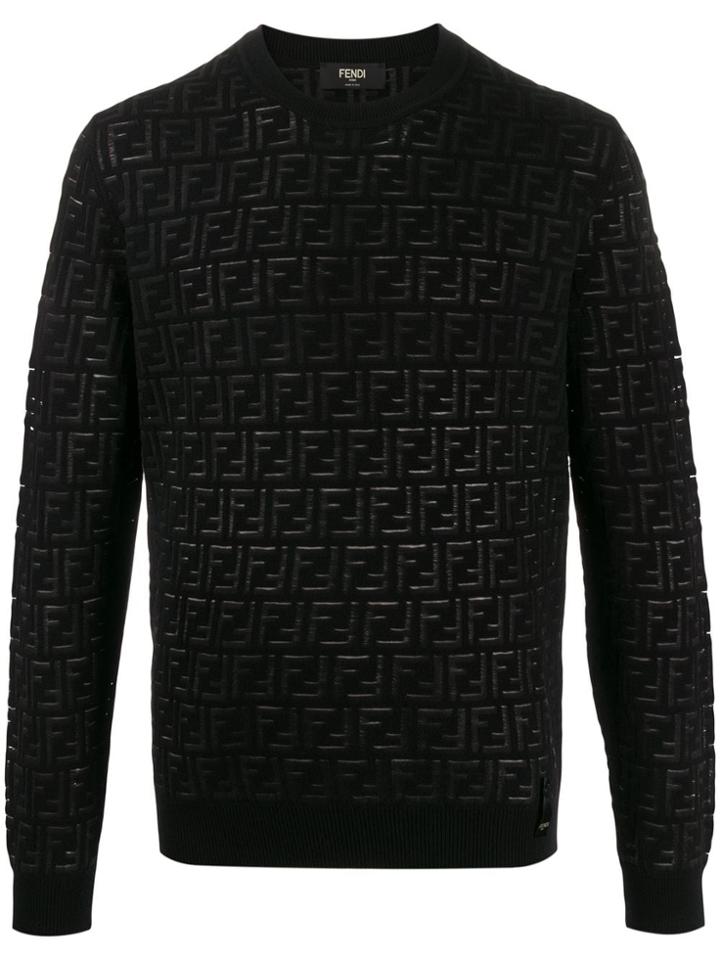 Fendi Ff Pattern Crew Neck Jumper - Black