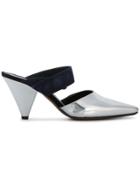 Neous Silver Navy Suede Strap 60 Mules - Metallic