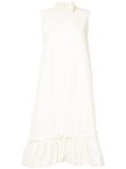 Kage Sleeveless Metallic Spot Ruffle Dress - White