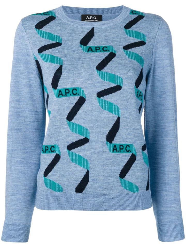 A.p.c. Logo Intarsia Jumper - Blue
