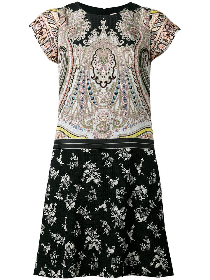 Etro Multi Prints Dress, Women's, Size: 44, Black, Silk