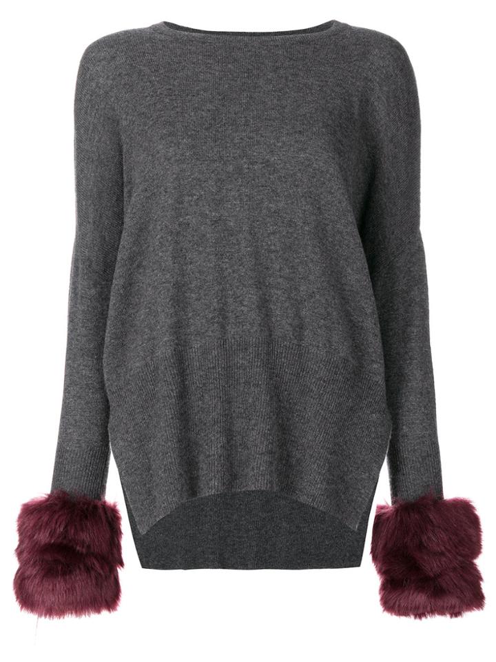 Izaak Azanei Faux Fur Trim Jumper - Grey