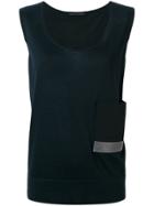 Fabiana Filippi Contrast Pocket Scoop Vest - Black