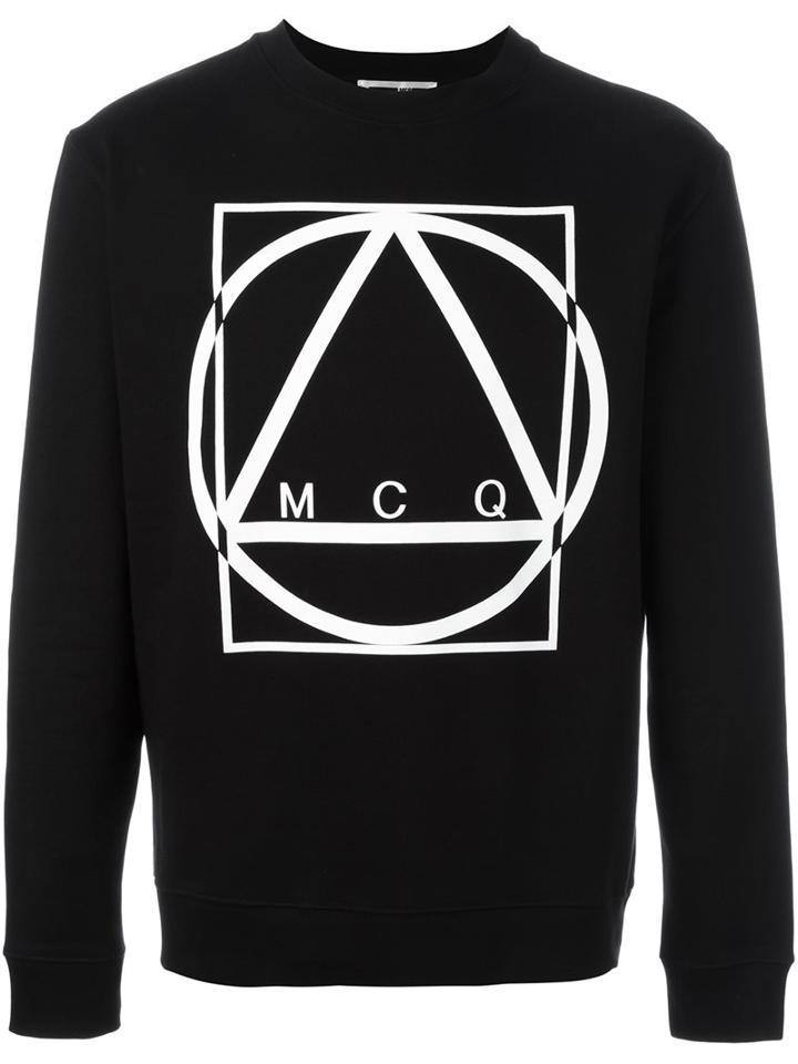 Mcq Alexander Mcqueen Multi Geo Print Sweatshirt, Men's, Size: Small, Black, Cotton