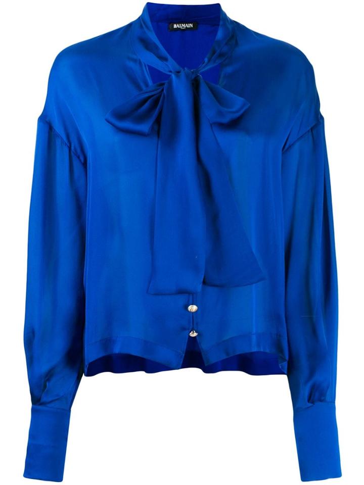 Balmain Pussy-bow Neck Blouse - Blue