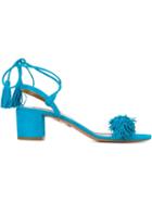 Aquazzura Wild Thing Sandals, Women's, Size: 40, Blue, Calf Leather/suede/leather