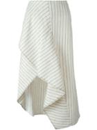 3.1 Phillip Lim Asymmetric Pinstripe Skirt, Women's, Size: 0, Nude/neutrals, Linen/flax
