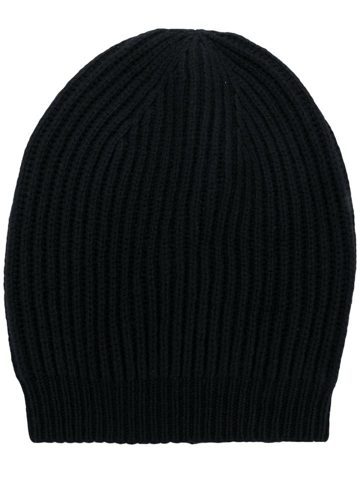 Rick Owens Ribbed Knit Beanie - Black