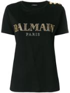 Balmain Studded Logo T-shirt - Black