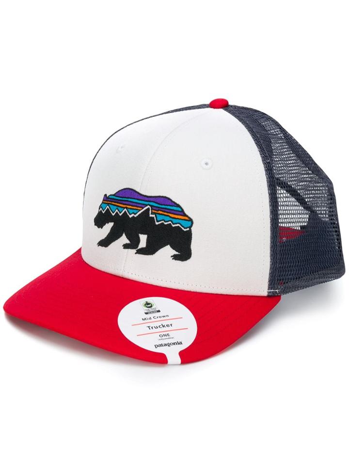 Patagonia Bear Embroidered Baseball Cap - White