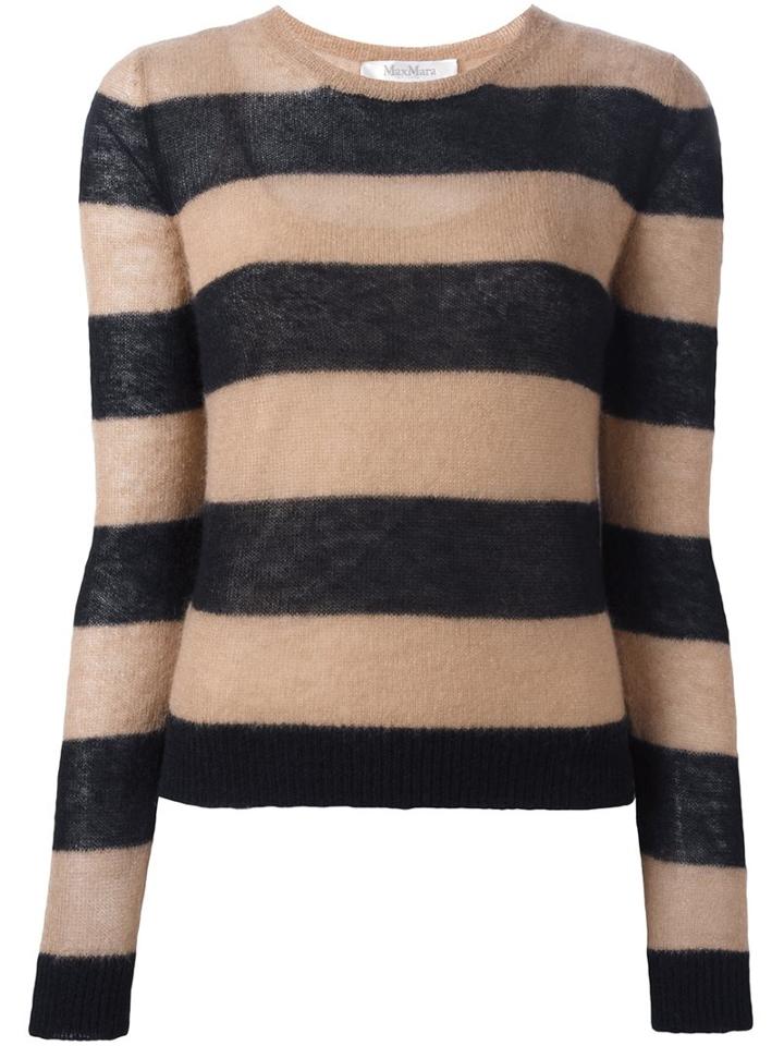 Max Mara Striped Jumper, Women's, Size: Medium, Black, Polyamide/spandex/elastane/viscose/wool