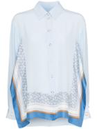 Burberry Monogram Scarf Detail Silk Shirt - Blue