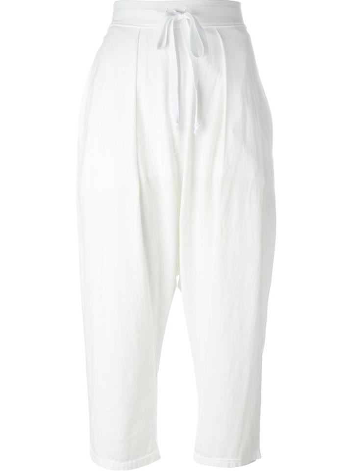 Lost & Found Ria Dunn Drop-crotch Drawstring Cropped Trousers, Women's, Size: Medium, White, Cotton