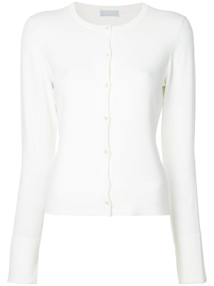 Estnation - Round Neck Cardigan - Women - Nylon/polyester/polyurethane/acetate - 38, White, Nylon/polyester/polyurethane/acetate