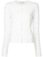 Estnation - Round Neck Cardigan - Women - Nylon/polyester/polyurethane/acetate - 38, White, Nylon/polyester/polyurethane/acetate