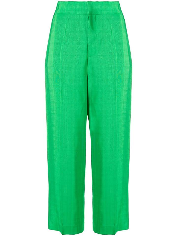 Erika Cavallini Cropped High-waisted Trousers - Green
