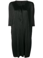 Pleats Please By Issey Miyake Pleated Fitted Coat - Black
