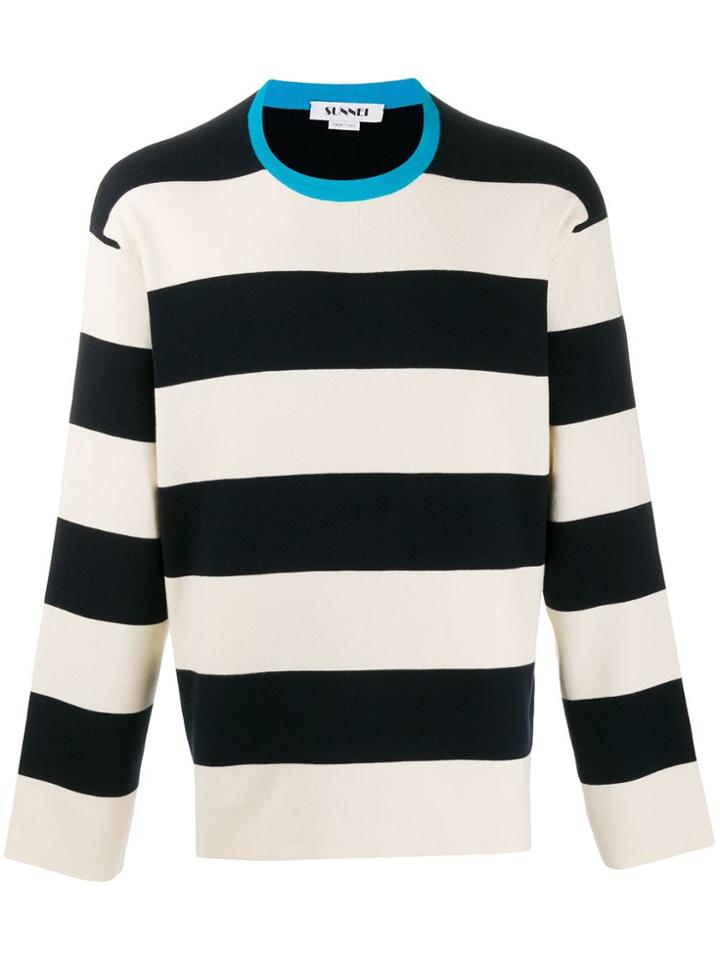 Sunnei Contrast Striped Jumper - White