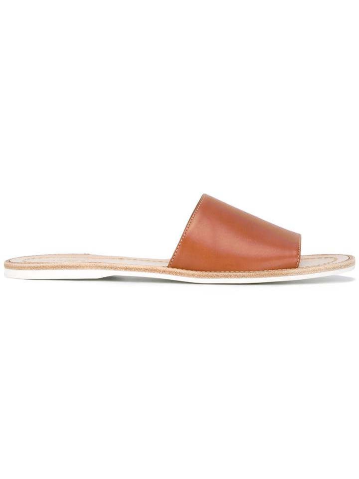 Car Shoe Wide Strap Sandals - Brown