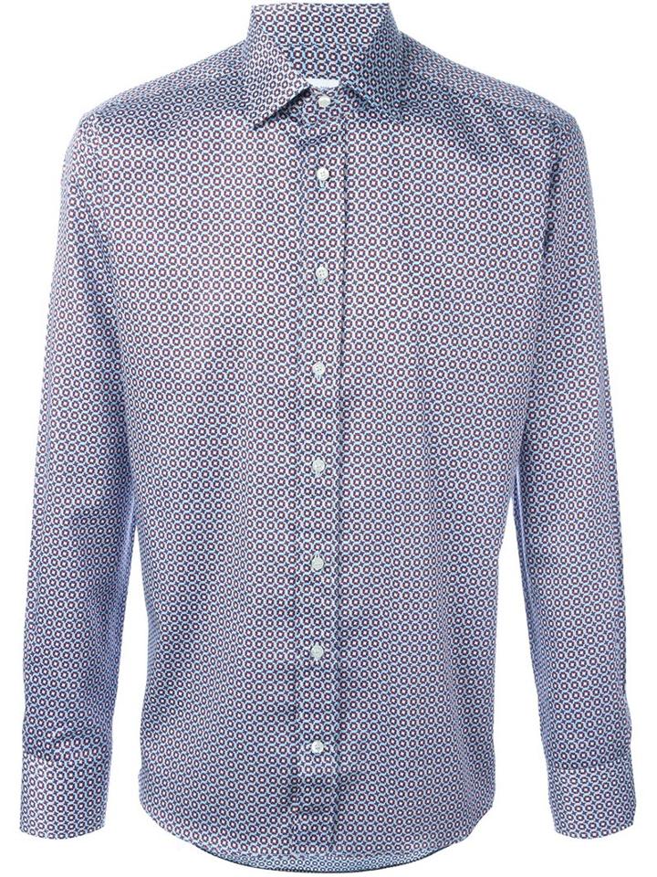 Etro Patterned Shirt, Men's, Size: 45, Blue, Cotton