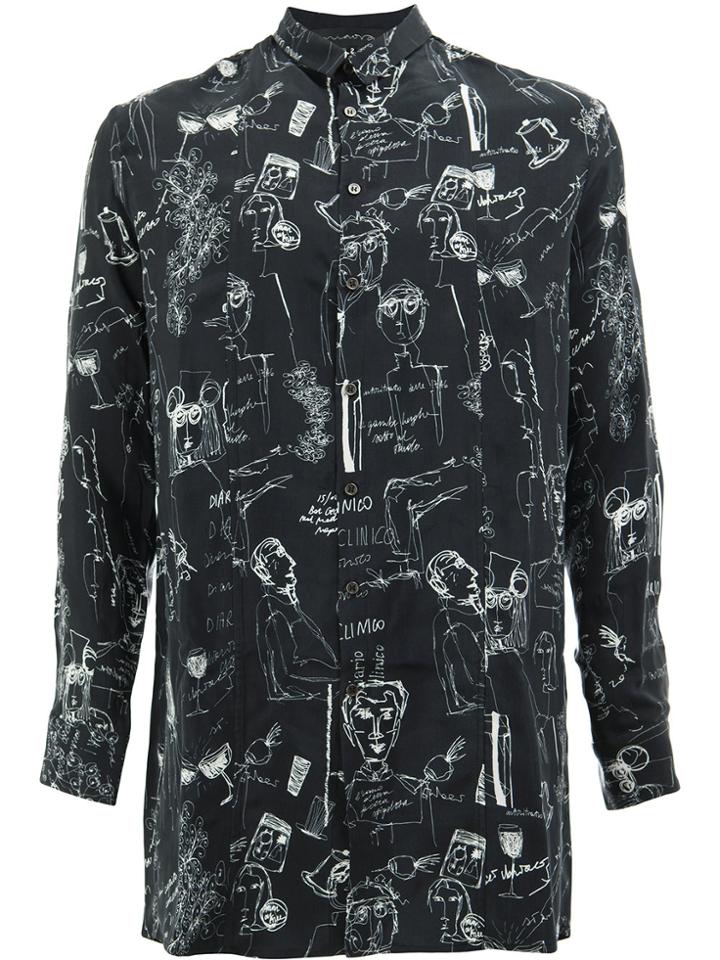 Miaoran Sketch Print Shirt - Black