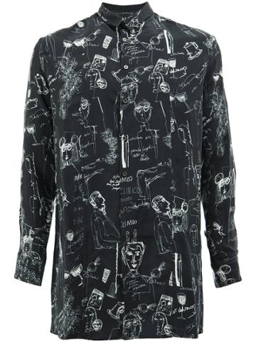 Miaoran Sketch Print Shirt - Black
